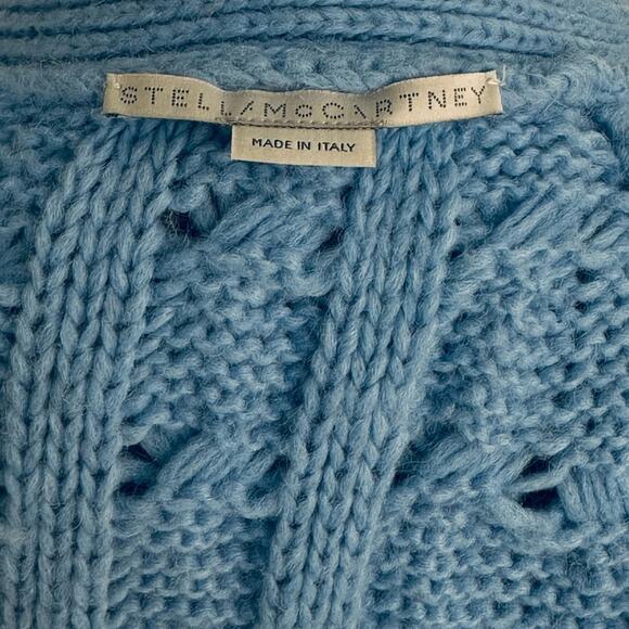 Stella McCartney Distressed Cable-knit Alpaca-blend Cardigan Blue size S - Picture 2 of 13